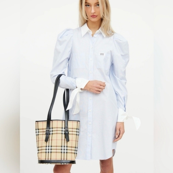 Vintage Burberry London Nova Check Bucket Bag Classic Plaid - Picture 11 of 12